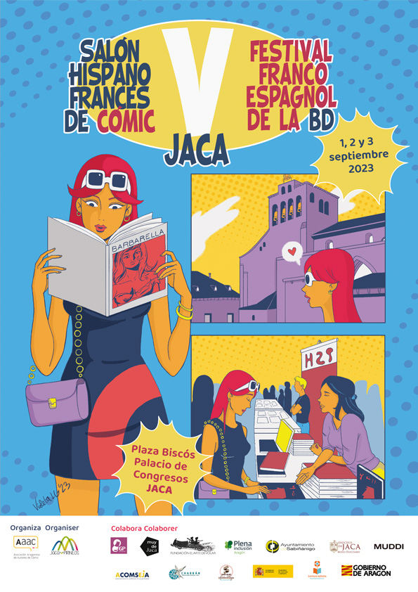 Cartel de Violeta Latorre de la V edición del Salón Hispano Francés de Cómic de Jaca/ Festival Franco Espagnol de la BD à Jaca